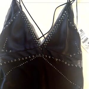 BLACK SATIN CAMISOLE/ TANK TOP